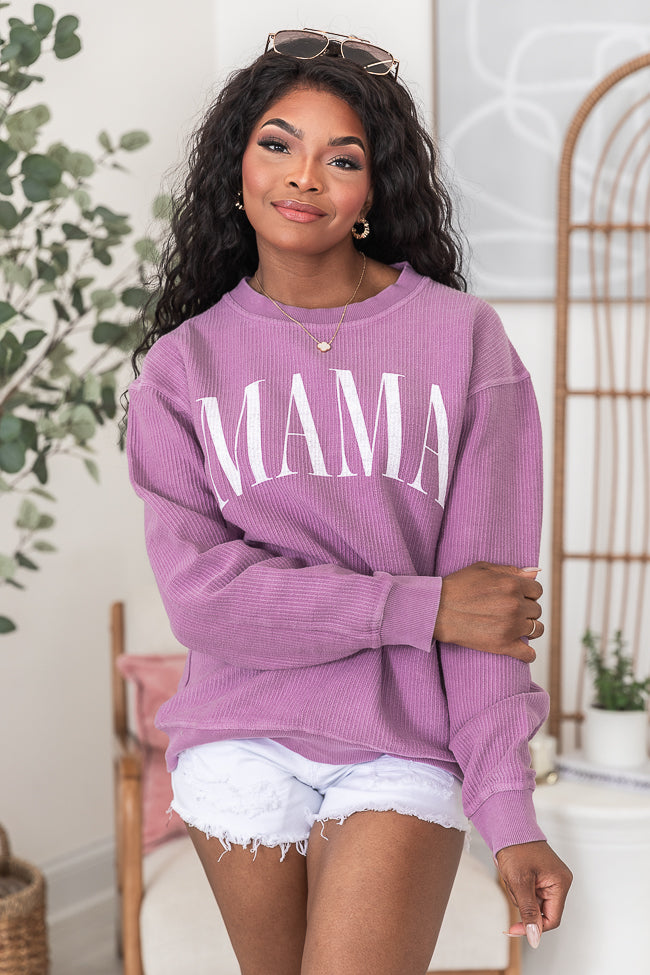 Mama Vintage Purple Corded Graphic Sweatshirt