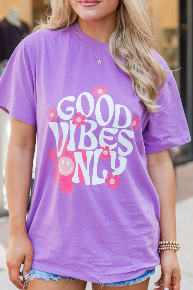 Good Vibes Only Daisy Violet Comfort Colors Tee