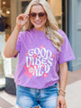 Good Vibes Only Daisy Violet Comfort Colors Tee