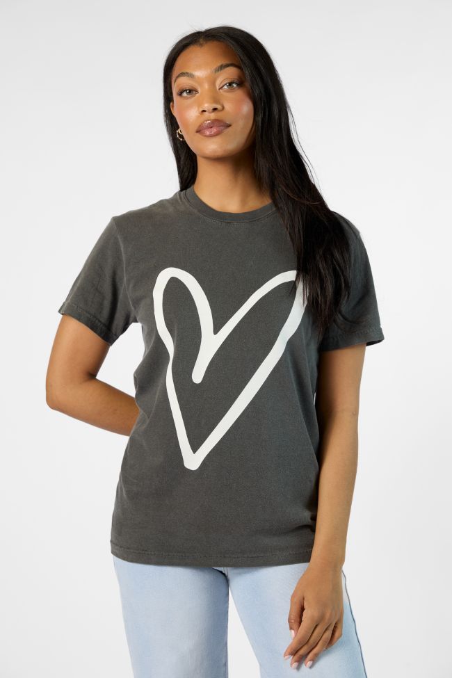 Heart Sketch Grey Comfort Color Graphic Tee