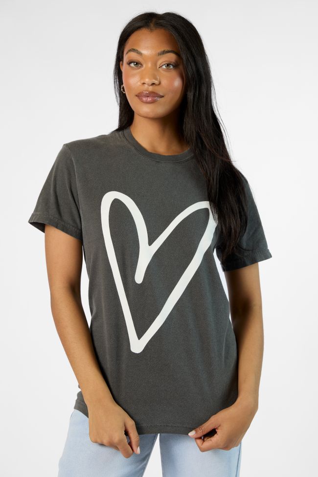 Heart Sketch Grey Comfort Color Graphic Tee