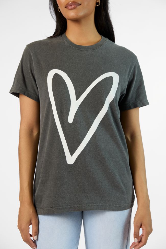 Heart Sketch Grey Comfort Color Graphic Tee