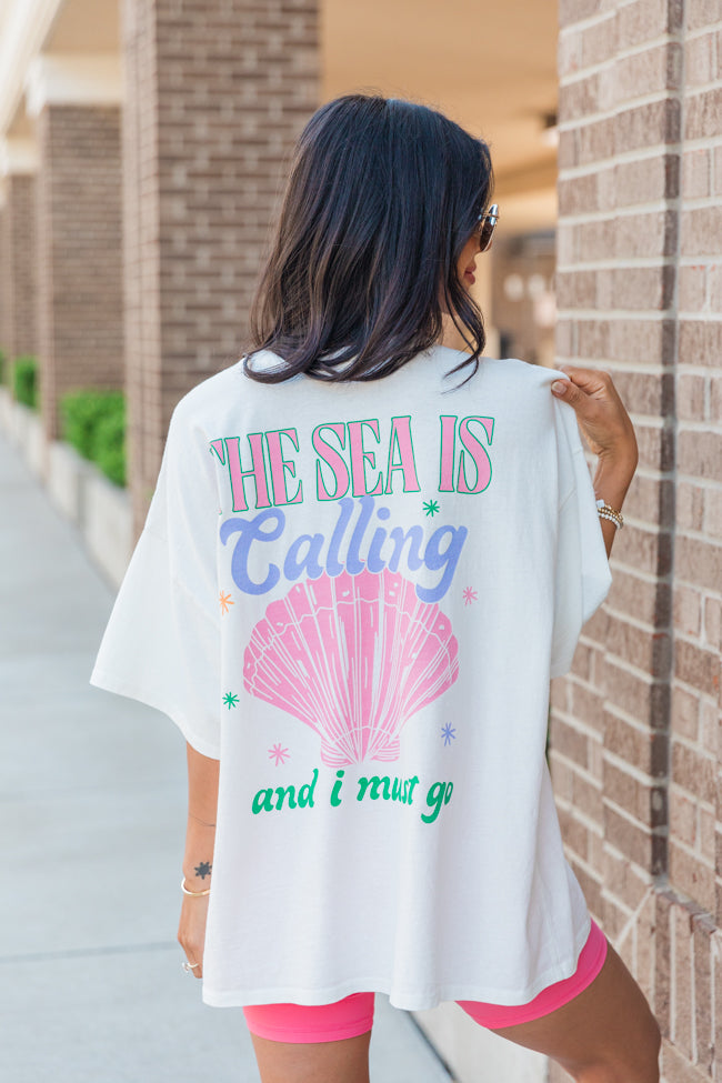 The Sea Is Calling Hyfve White Oversized Graphic Tee