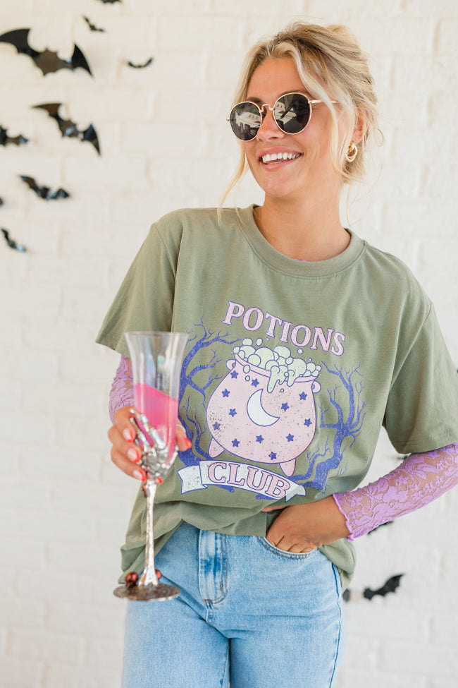 Potions Club Olive Oversized Graphic Tee