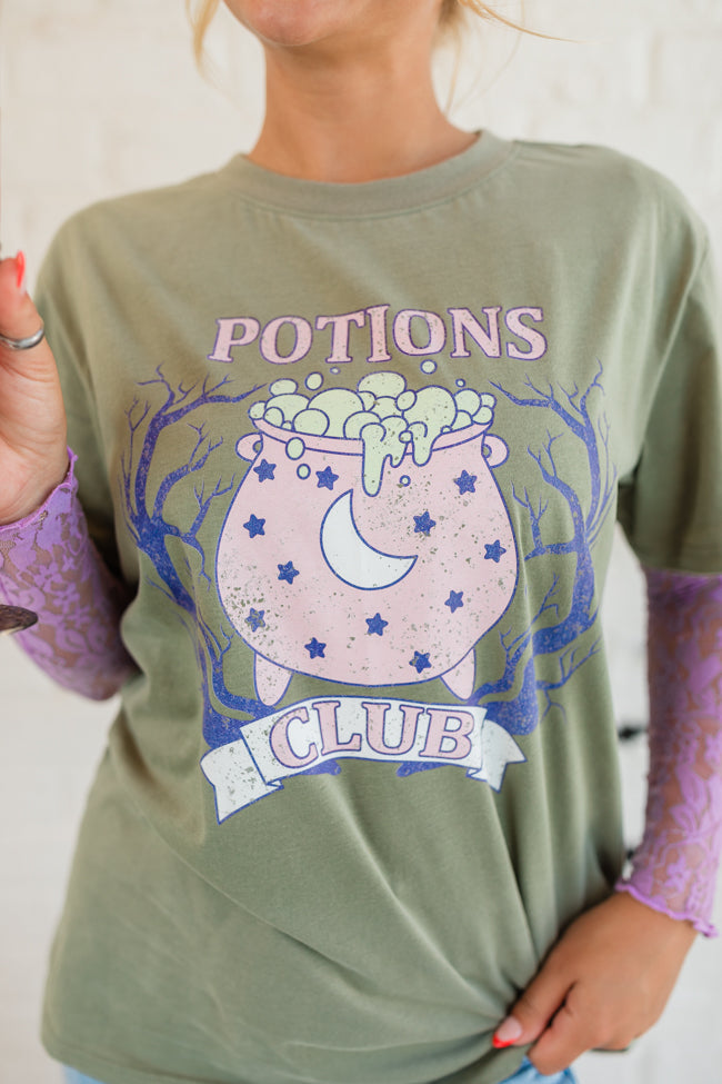 Potions Club Olive Oversized Graphic Tee