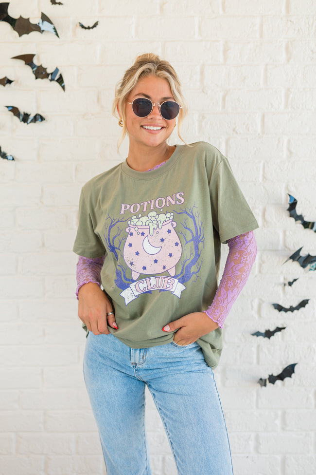 Potions Club Olive Oversized Graphic Tee