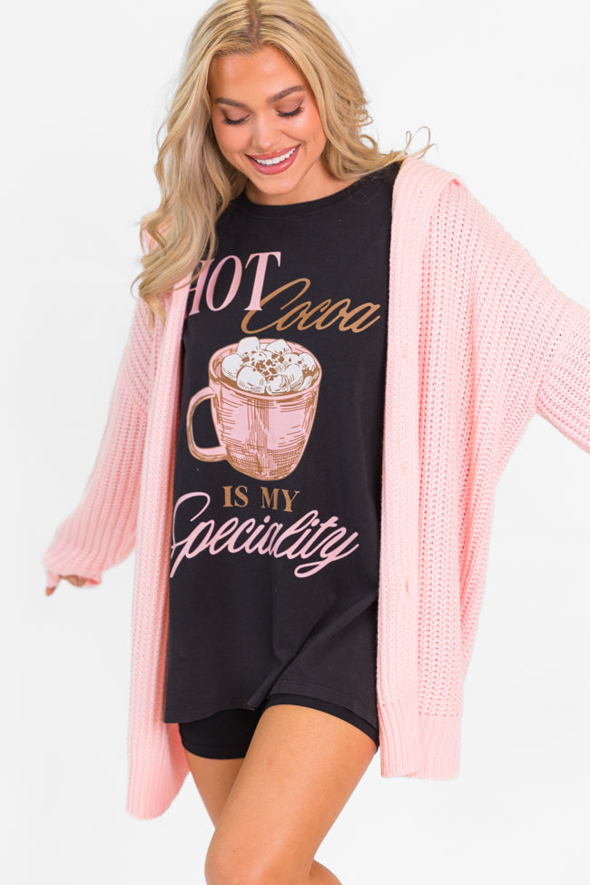 Hot Cocoa Is My Speciality Black Hyfve Oversized Graphic Tee