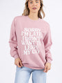 Sorry I'm Late I Didn't Want To Leave My Cat Mauve Oversized Graphic Sweatshirt DOORBUSTER