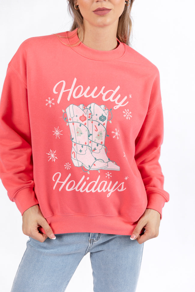 Howdy Holidays Gumdrop Red Graphic Sweatshirt DOORBUSTER