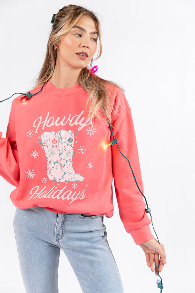 Howdy Holidays Gumdrop Red Graphic Sweatshirt DOORBUSTER