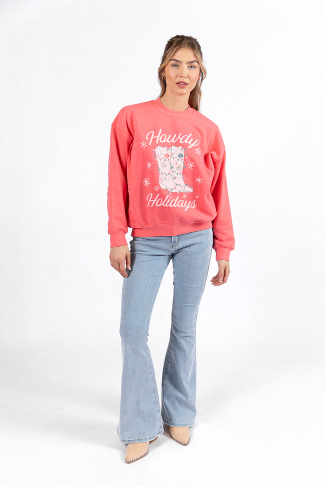 Howdy Holidays Gumdrop Red Graphic Sweatshirt DOORBUSTER