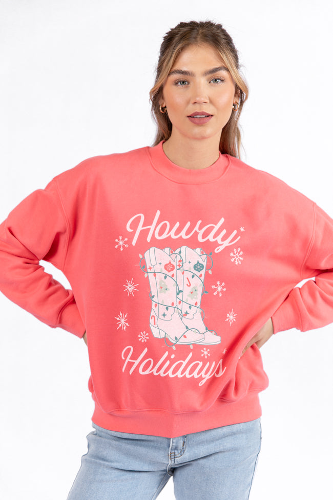 Howdy Holidays Gumdrop Red Graphic Sweatshirt DOORBUSTER