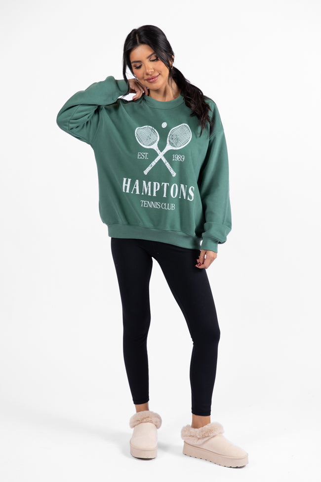 Hamptons Tennis Club Pine Needle Green Graphic Sweatshirt DOORBUSTER- Coming Soon