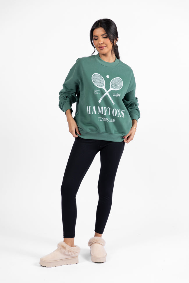 Hamptons Tennis Club Pine Needle Green Graphic Sweatshirt DOORBUSTER- Coming Soon