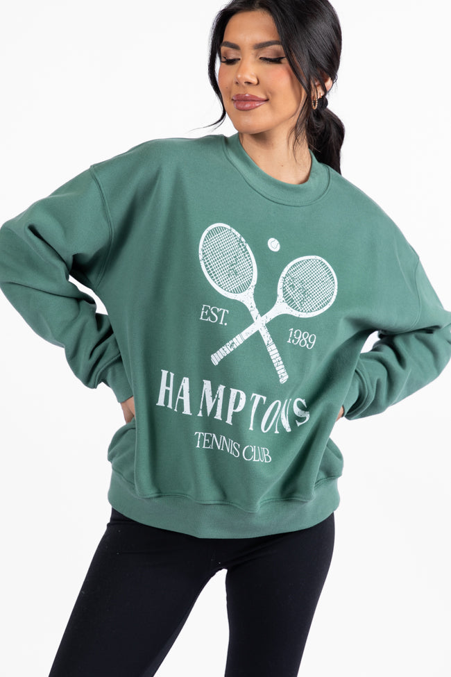 Hamptons Tennis Club Pine Needle Green Graphic Sweatshirt DOORBUSTER- Coming Soon