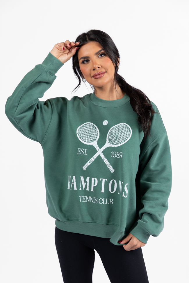 Hamptons Tennis Club Pine Needle Green Graphic Sweatshirt DOORBUSTER- Coming Soon