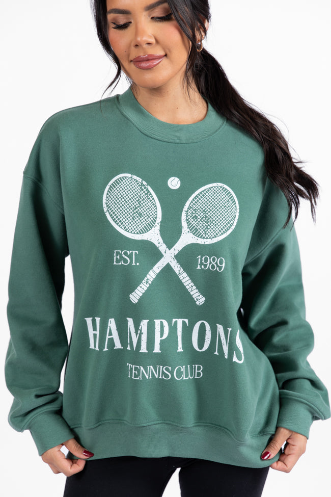 Hamptons Tennis Club Pine Needle Green Graphic Sweatshirt DOORBUSTER- Coming Soon