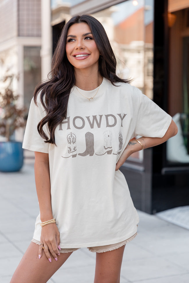 Howdy Boots Ivory Oversized Graphic Tee