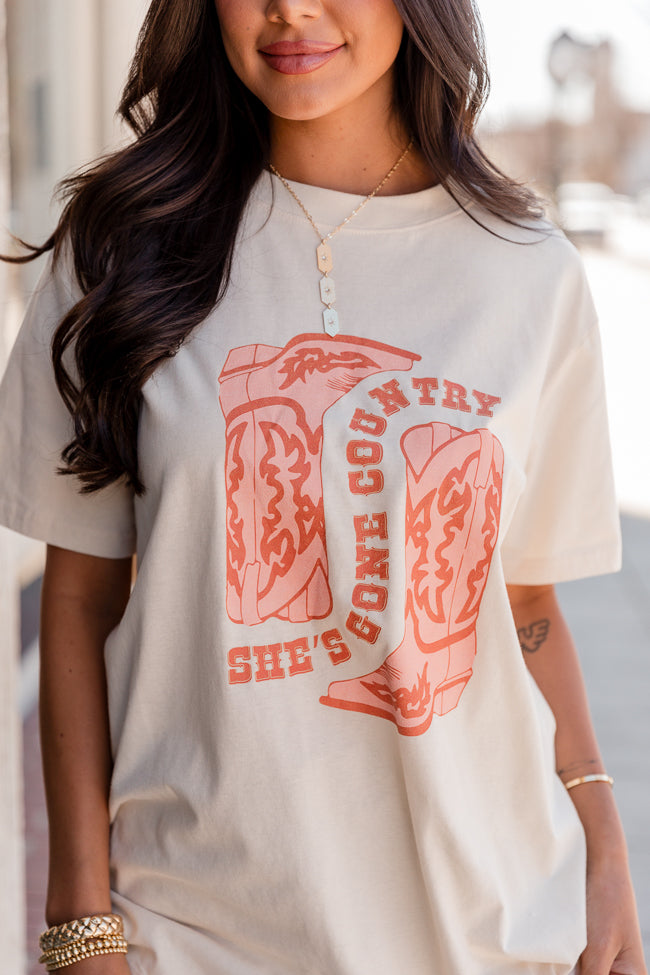 She's Gone Country Ivory Oversized Graphic Tee