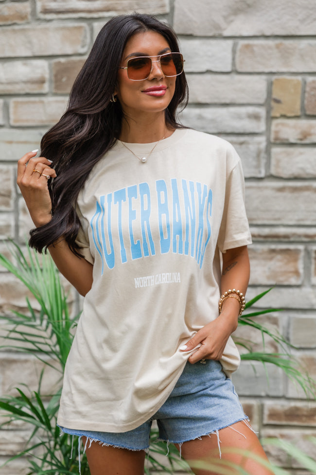 Outer Banks North Carolina Ivory Oversized Graphic Tee