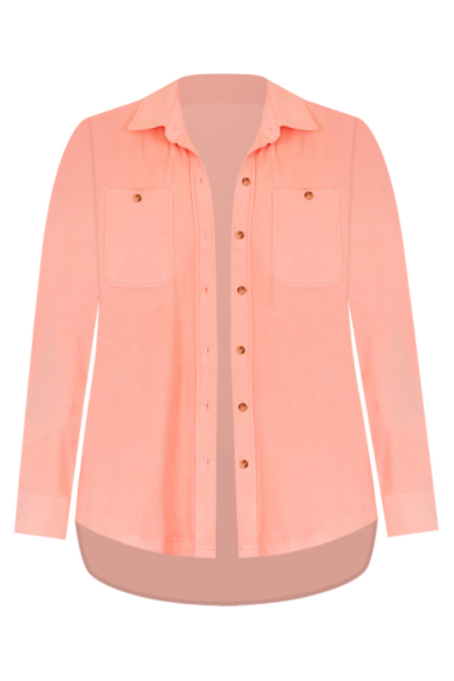 Can't Get Enough Coral Brushed Rib Shacket