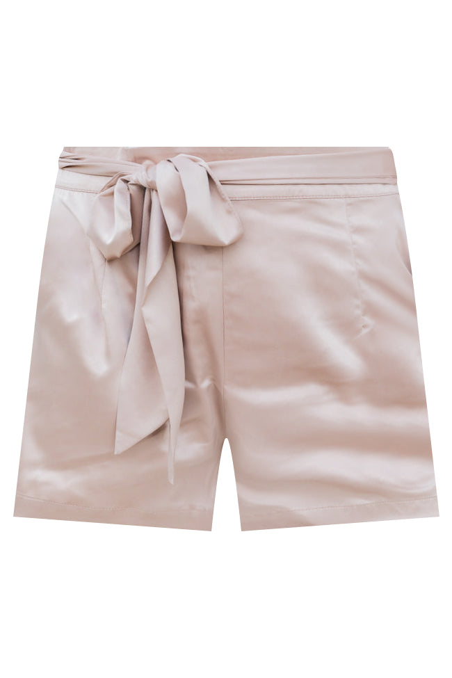 Choose Your Path Champagne Satin Belted Shorts FINAL SALE
