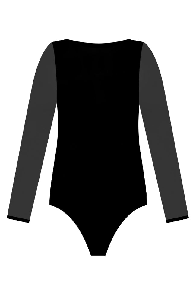 Choose Your Way Black Mesh Sleeve Bodysuit