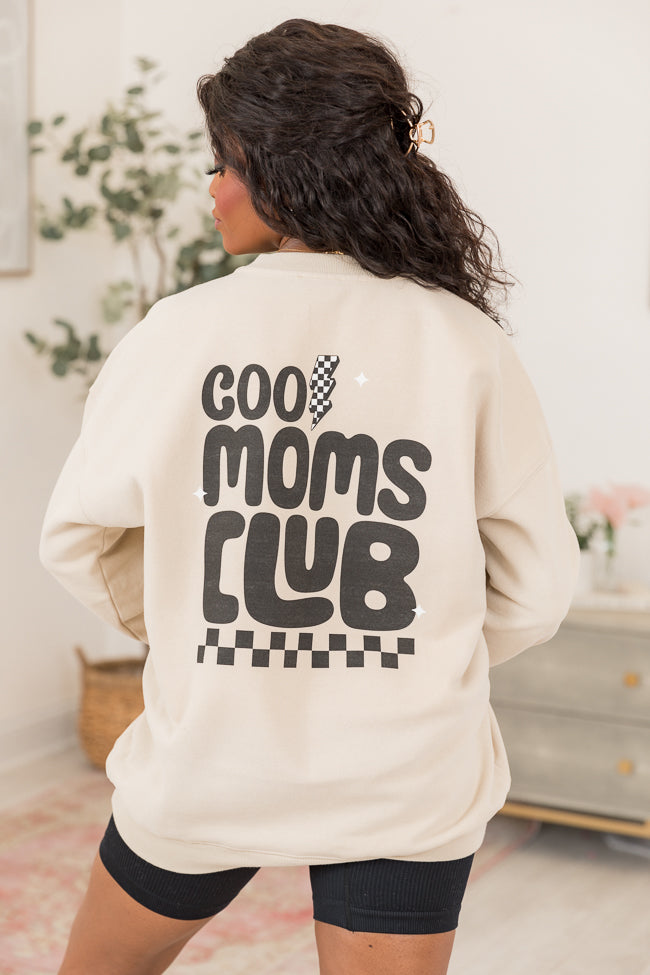 Cool Moms Club Light Tan Oversized Graphic Sweatshirt