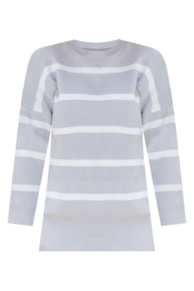 Crushing On You Grey Striped Crew Neck Sweater FINAL SALE