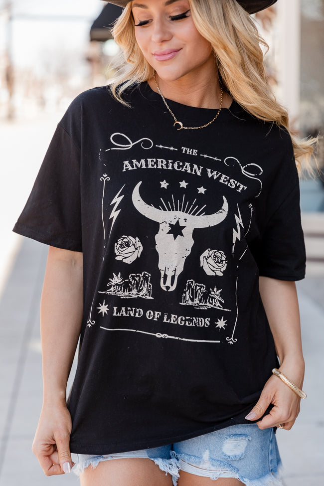 American West Black Oversized Graphic Tee – Pink Lily