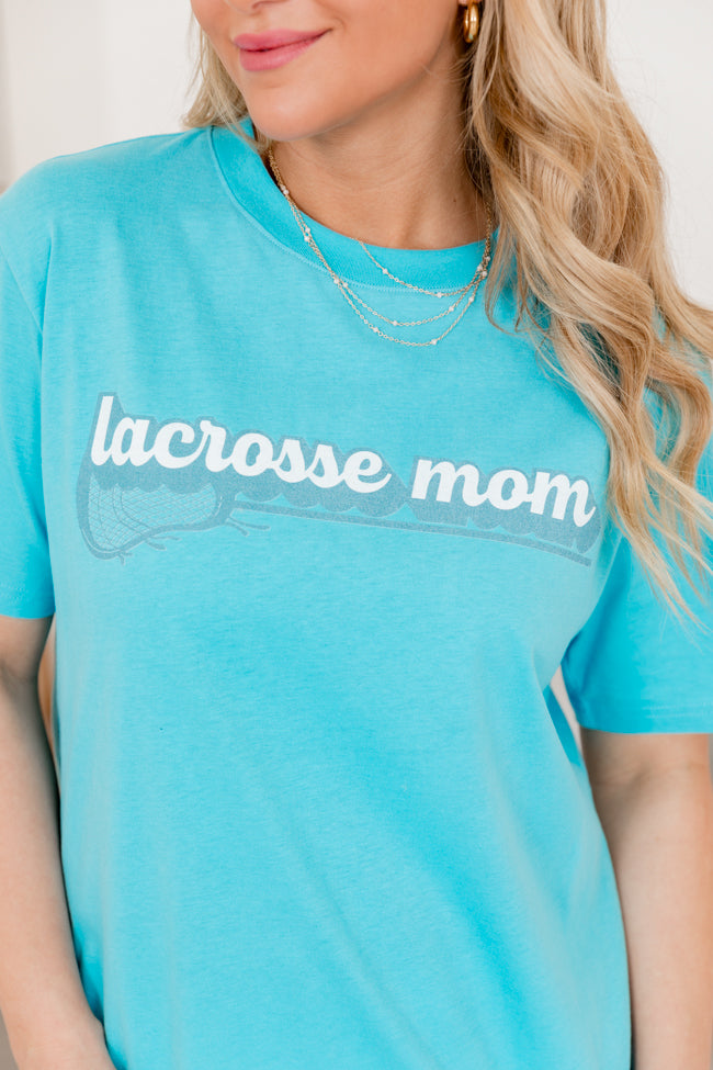 Lacrosse Mom Aqua Blue Oversized Graphic Tee