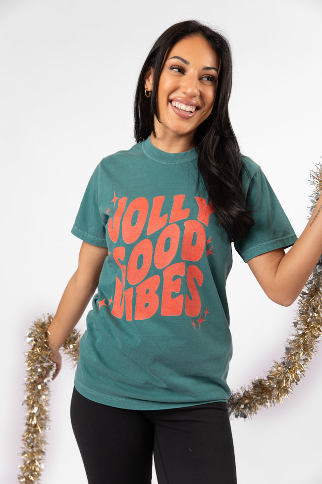 Jolly Good Vibes Emerald Comfort Color Graphic Tee DOORBUSTER