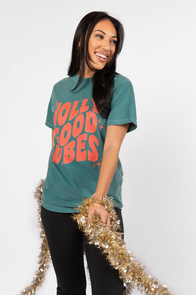 Jolly Good Vibes Emerald Comfort Color Graphic Tee DOORBUSTER