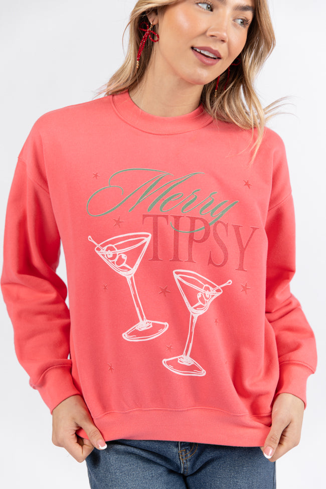 Merry Tipsy Gumdrop Red Graphic Sweatshirt