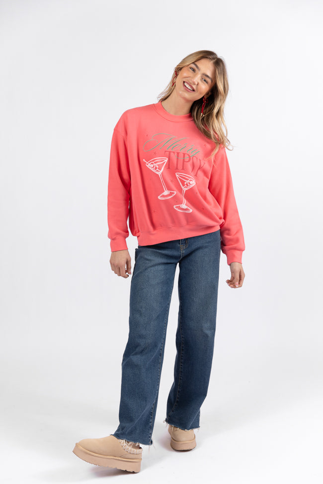 Merry Tipsy Gumdrop Red Graphic Sweatshirt