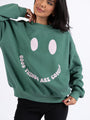 Good Things Are Coming Pine Needle Green Graphic Sweatshirt DOORBUSTER