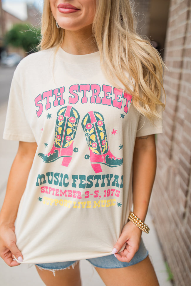 Music Festival Ivory Oversized Graphic Tee