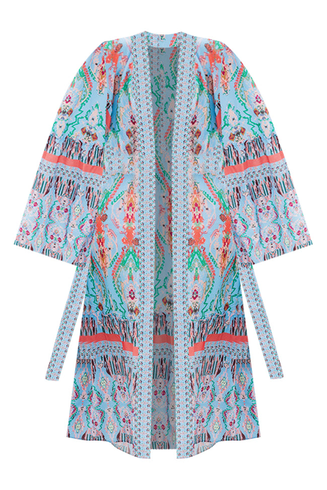 Daydream Look Blue Multi Printed Kimono FINAL SALE