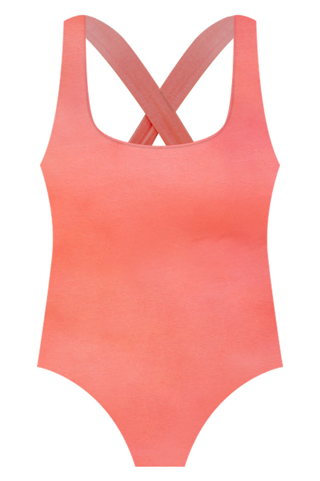 Distant Shores Coral Padded Knit Tank Bodysuit