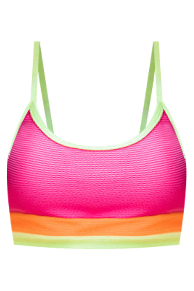 Do Not Disturb Neon Color Block Bikini Top SALE