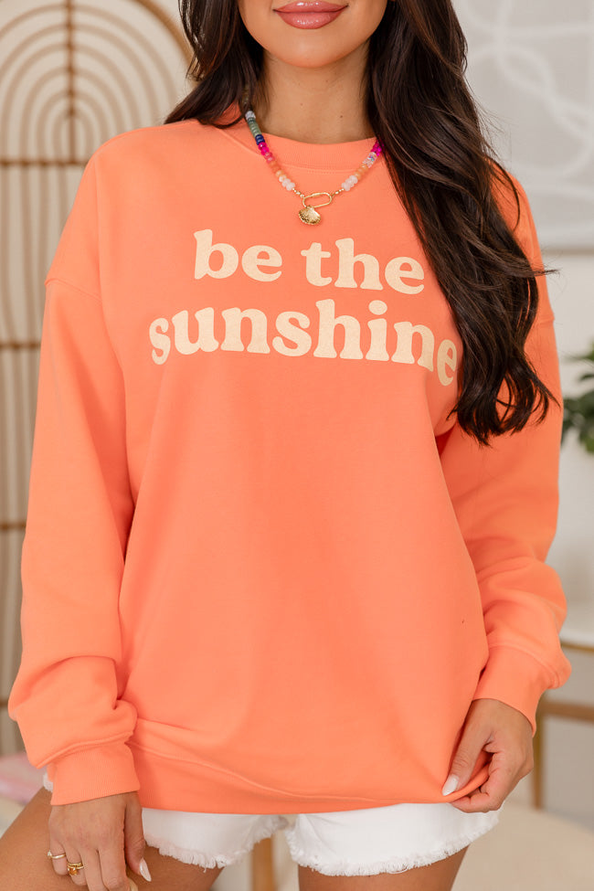 Be The Sunshine Coral Oversized Graphic Sweatshirt