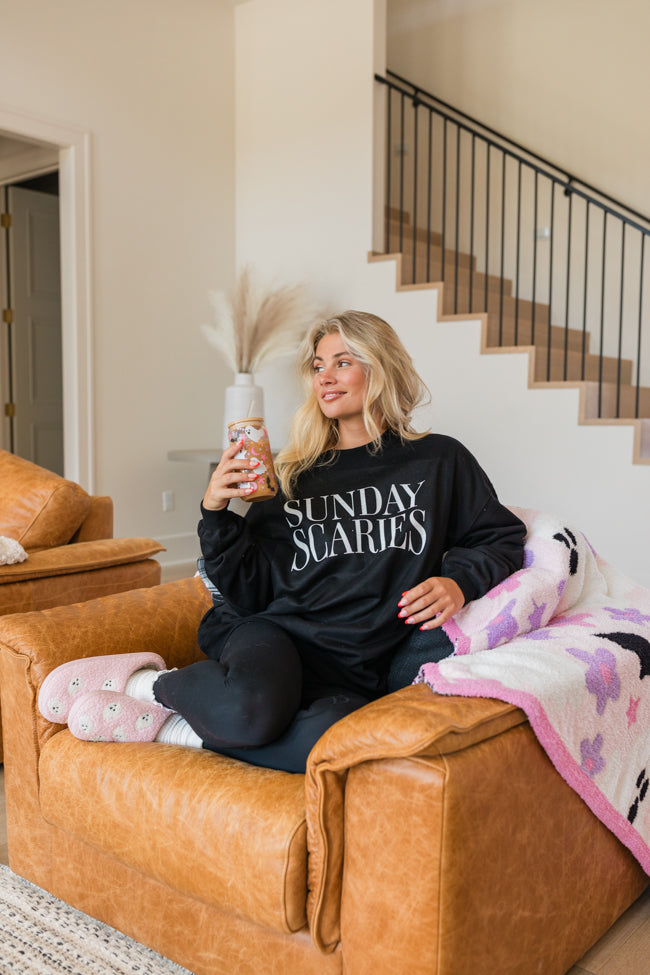 Sunday Scaries Black Oversized Graphic Sweatshirt