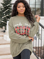 Comfy and Cozy Olive Oversized Graphic Sweatshirt DOORBUSTER