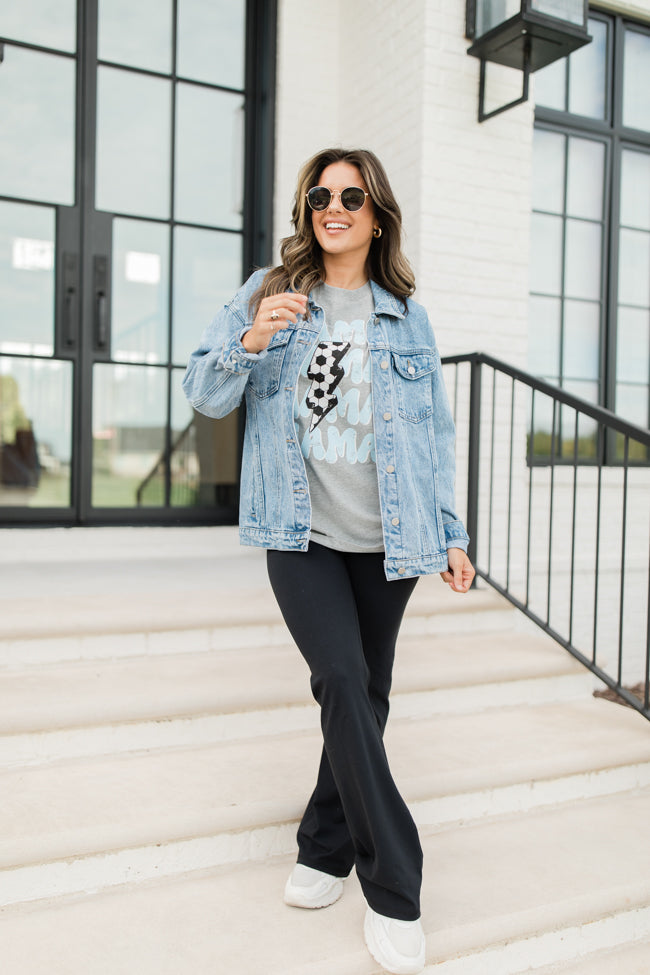 Mama Repeat Soccer Light Grey Oversized Graphic Tee