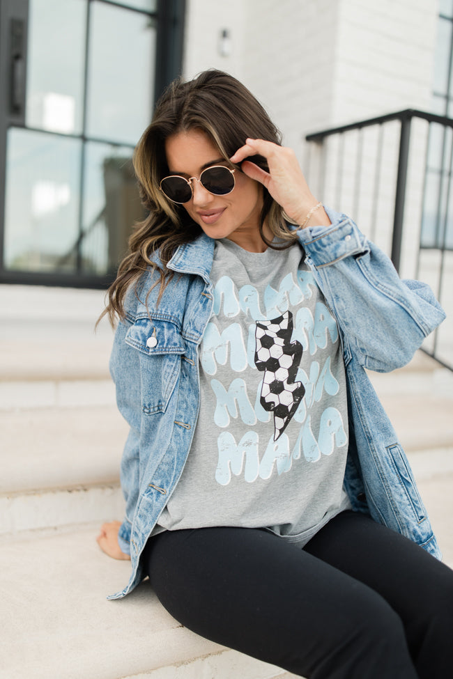 Mama Repeat Soccer Light Grey Oversized Graphic Tee