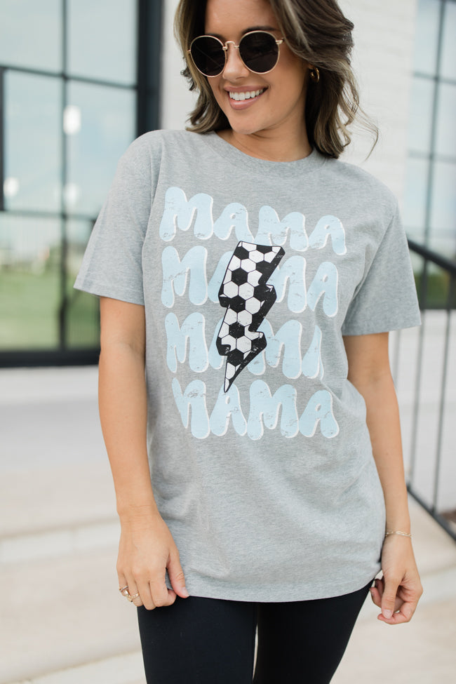 Mama Repeat Soccer Light Grey Oversized Graphic Tee