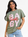 Santa Baby Olive Oversized Graphic Tee