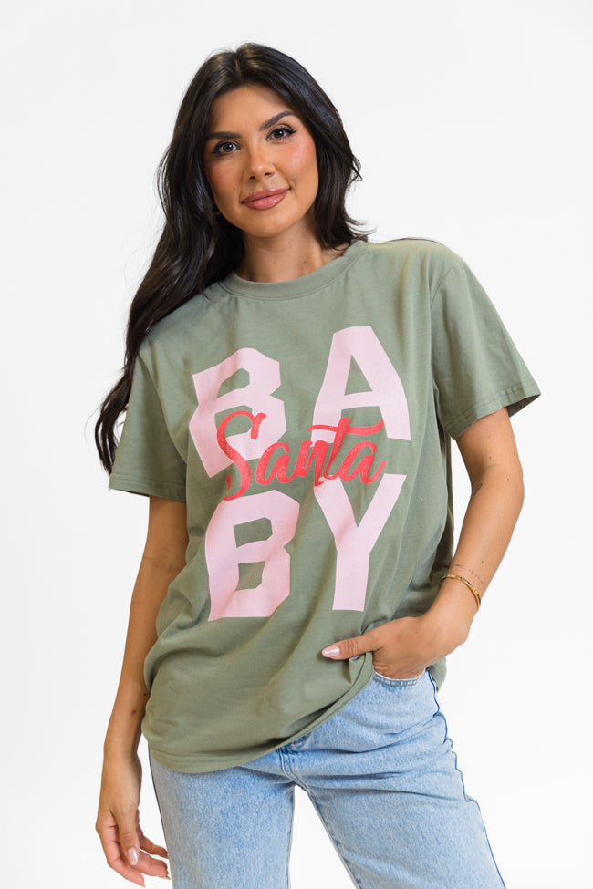 Santa Baby Olive Oversized Graphic Tee