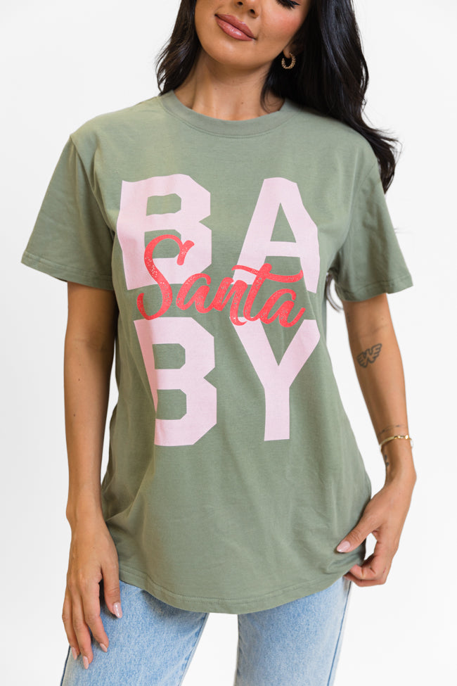 Santa Baby Olive Oversized Graphic Tee