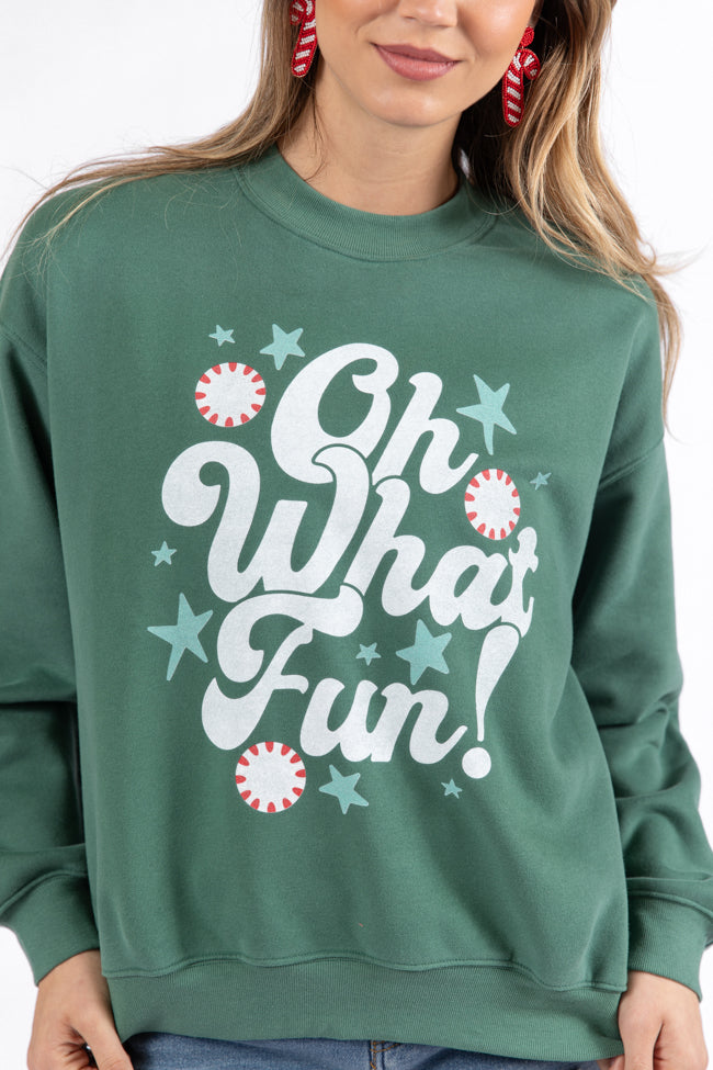 Oh What Fun Pine Needle Green Graphic Sweatshirt DOORBUSTER